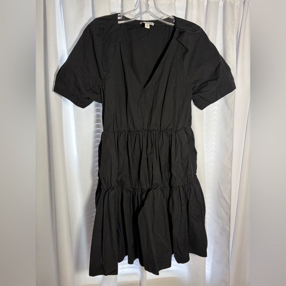 Classic Black Tiered V-Neck Women’s Dress
